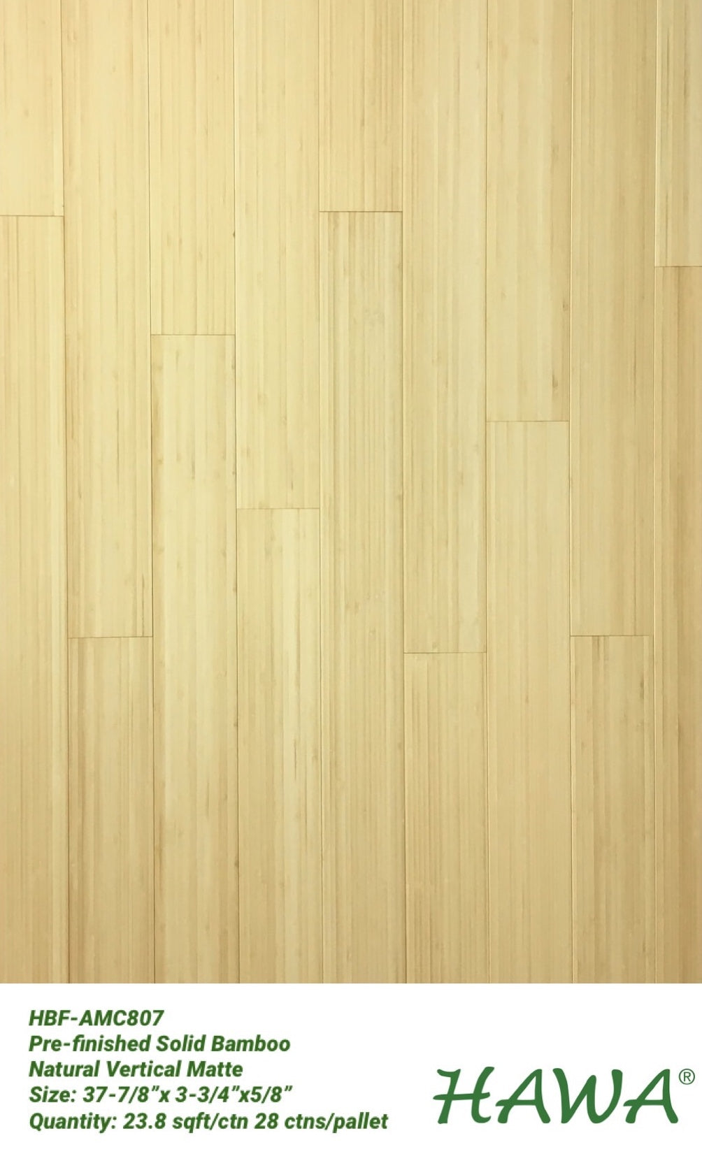HBF-AMF807 Natural Vertical Solid Prefinished Bamboo Flooring