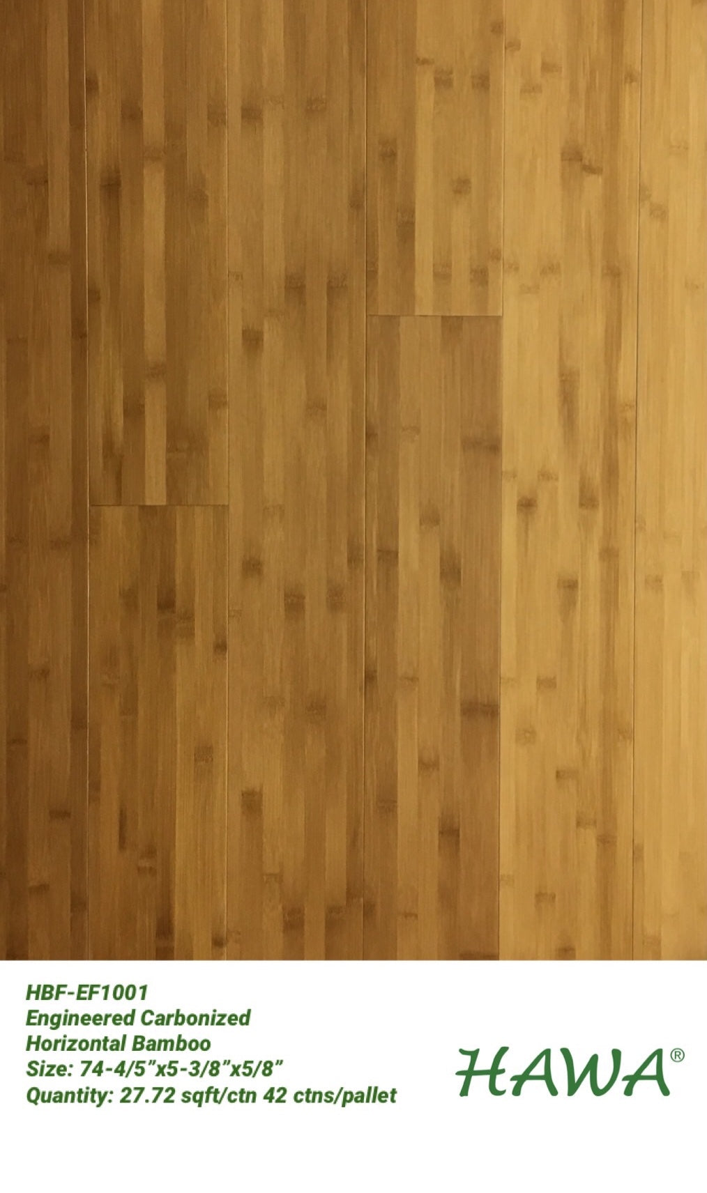 HBF-EF1001 Engineered pre-finished Carbonized Horizontal Bamboo Flooring