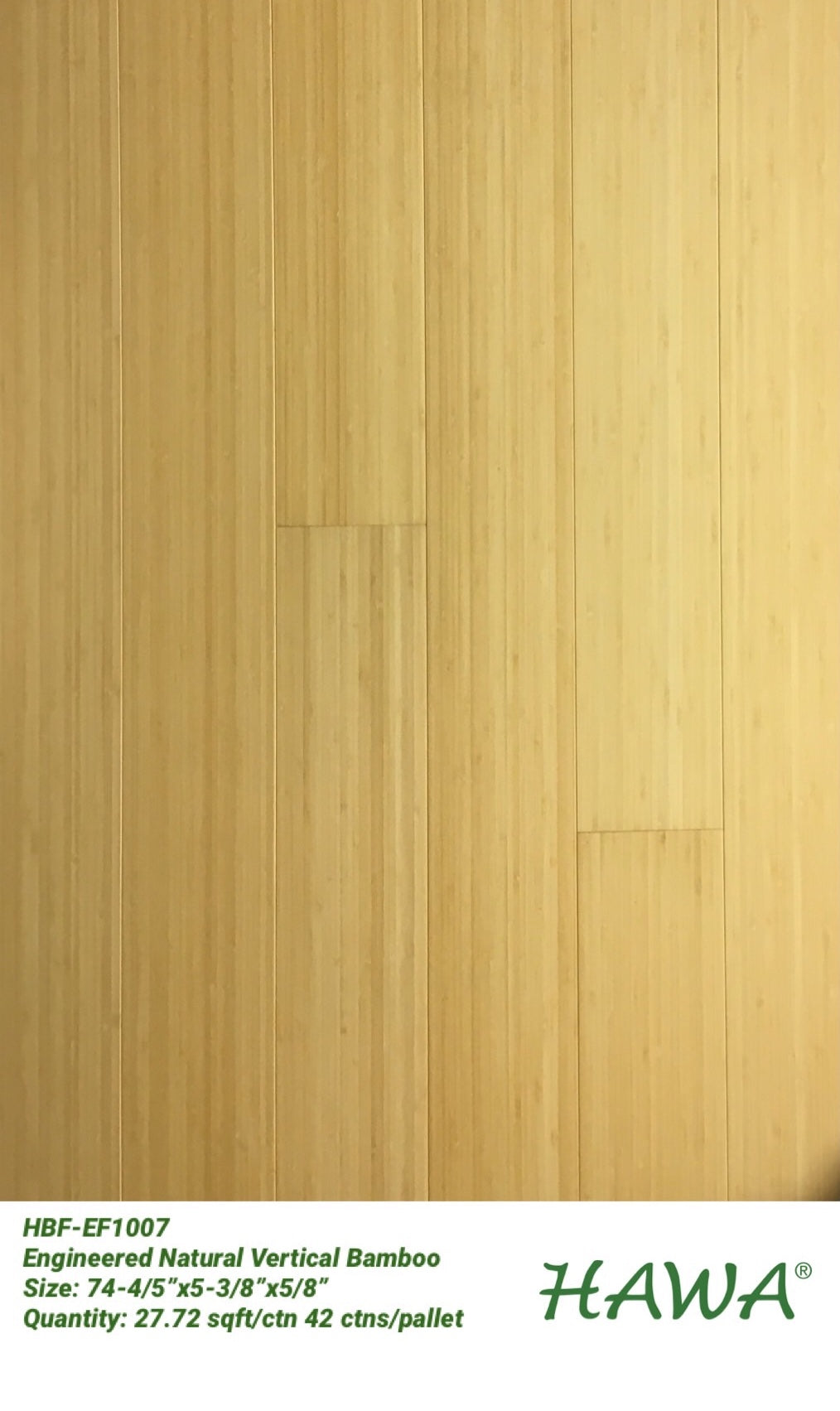 HBF-EF1007 ENGINEERED NATURAL VERTICAL BAMBOO FLOORING